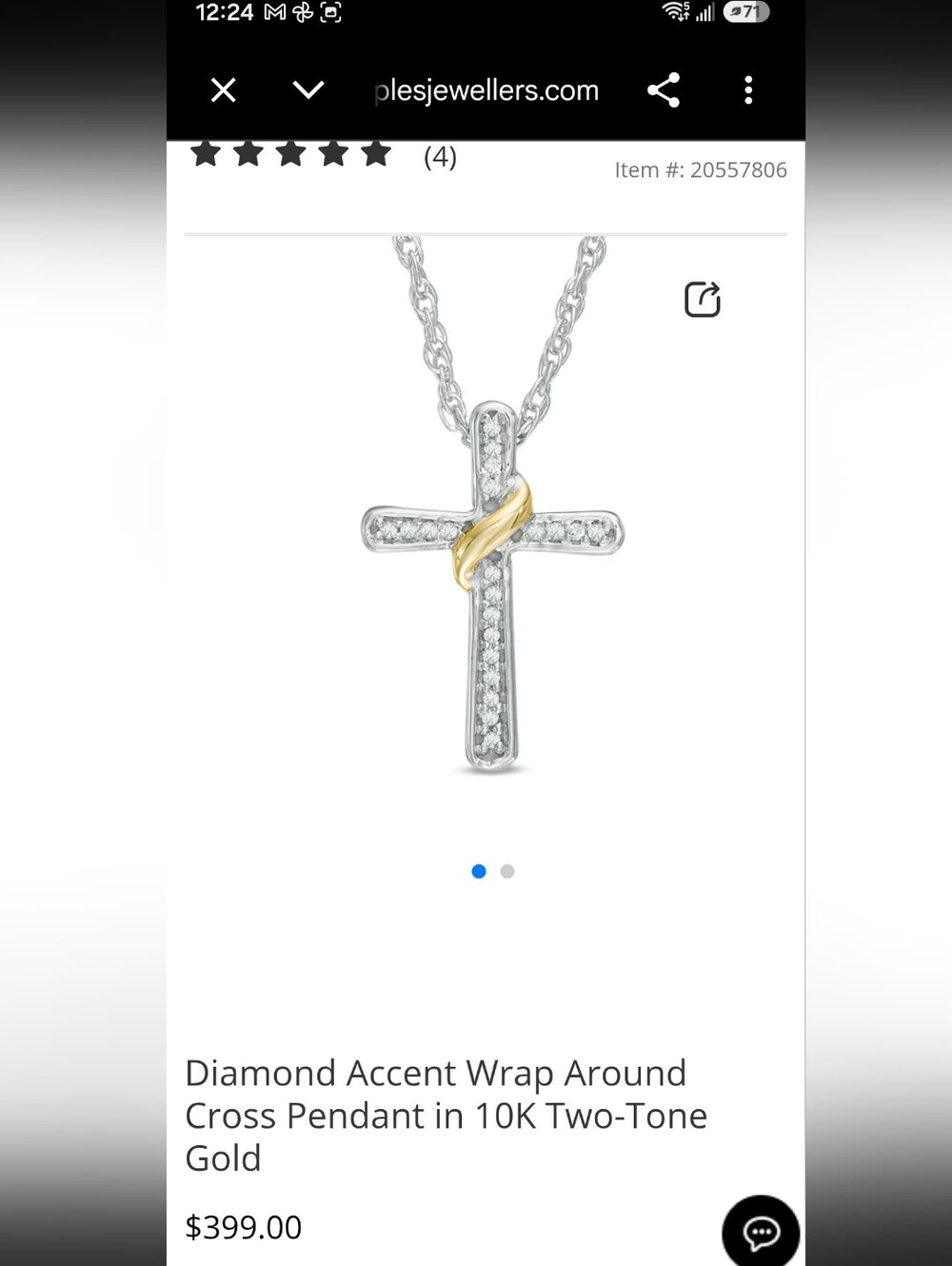 Diamond Accent Wrap Around Cross Pendant in 10K Two-Tone Gold